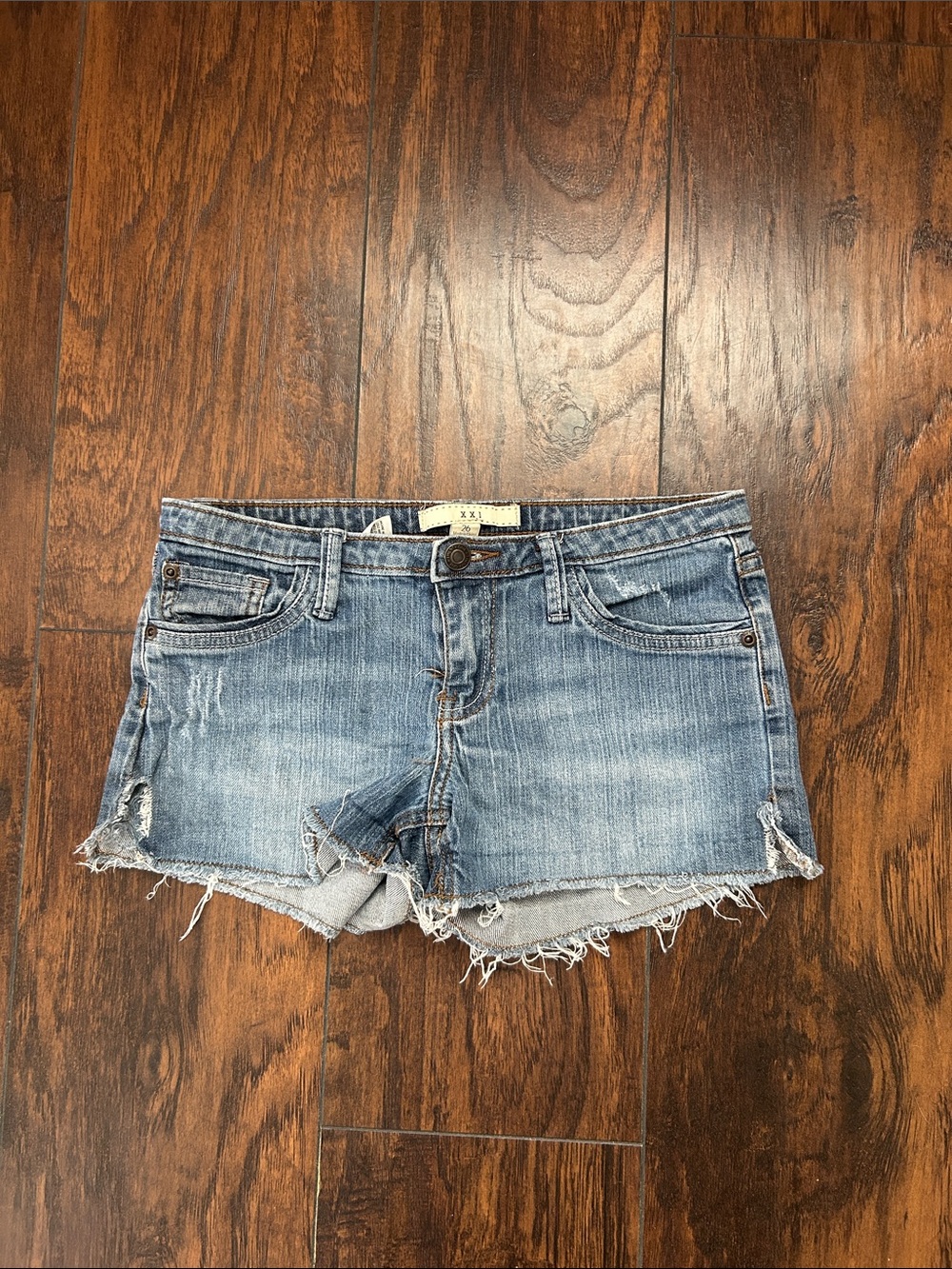 Forever 21 Light Blue Distressed Denim Cutoff Shorts
